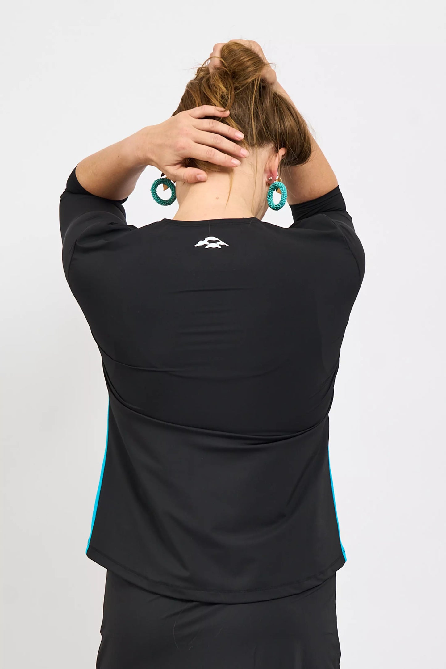 Black Turquoise Shirt- Long Torso