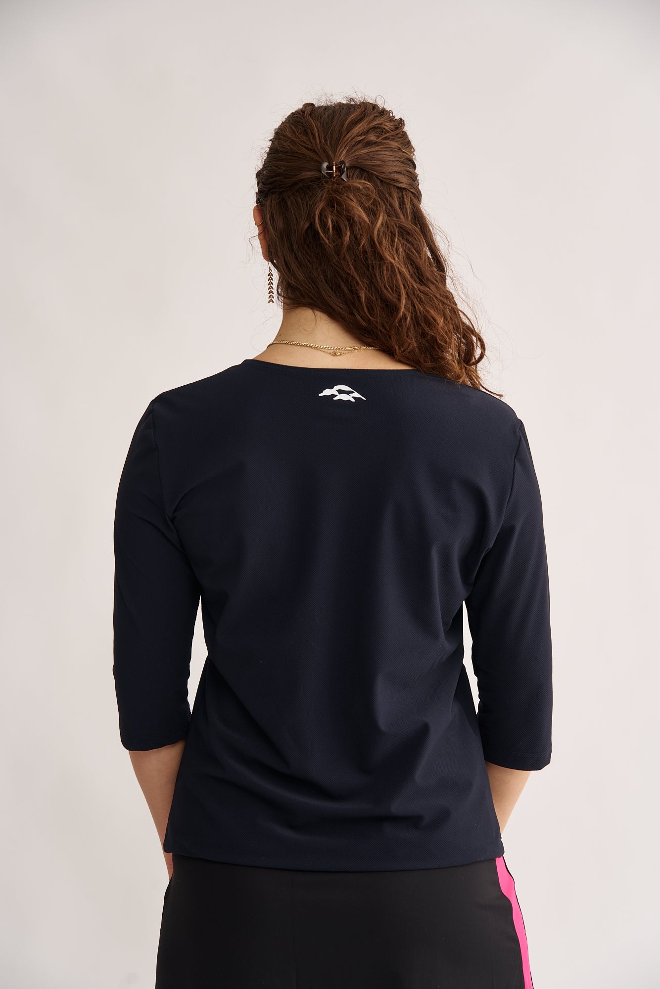DRY FIT Style Black and White 3/4 Sleeve Exercise Shirt