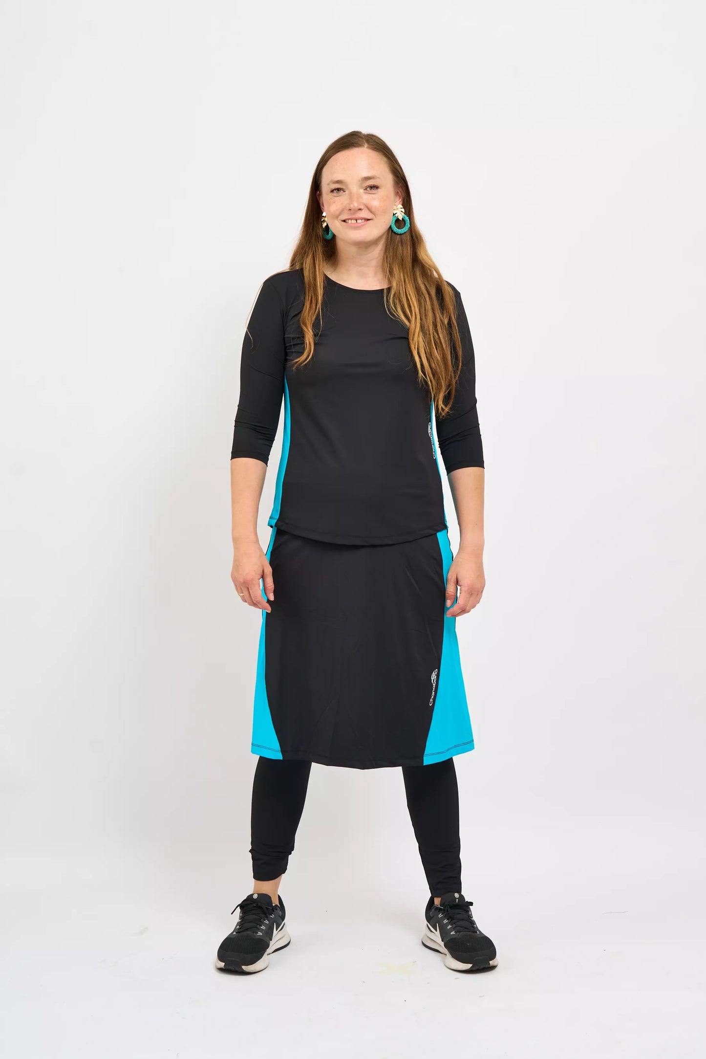 סט ספורטיבי של Leah בצבע טורקיז שחור