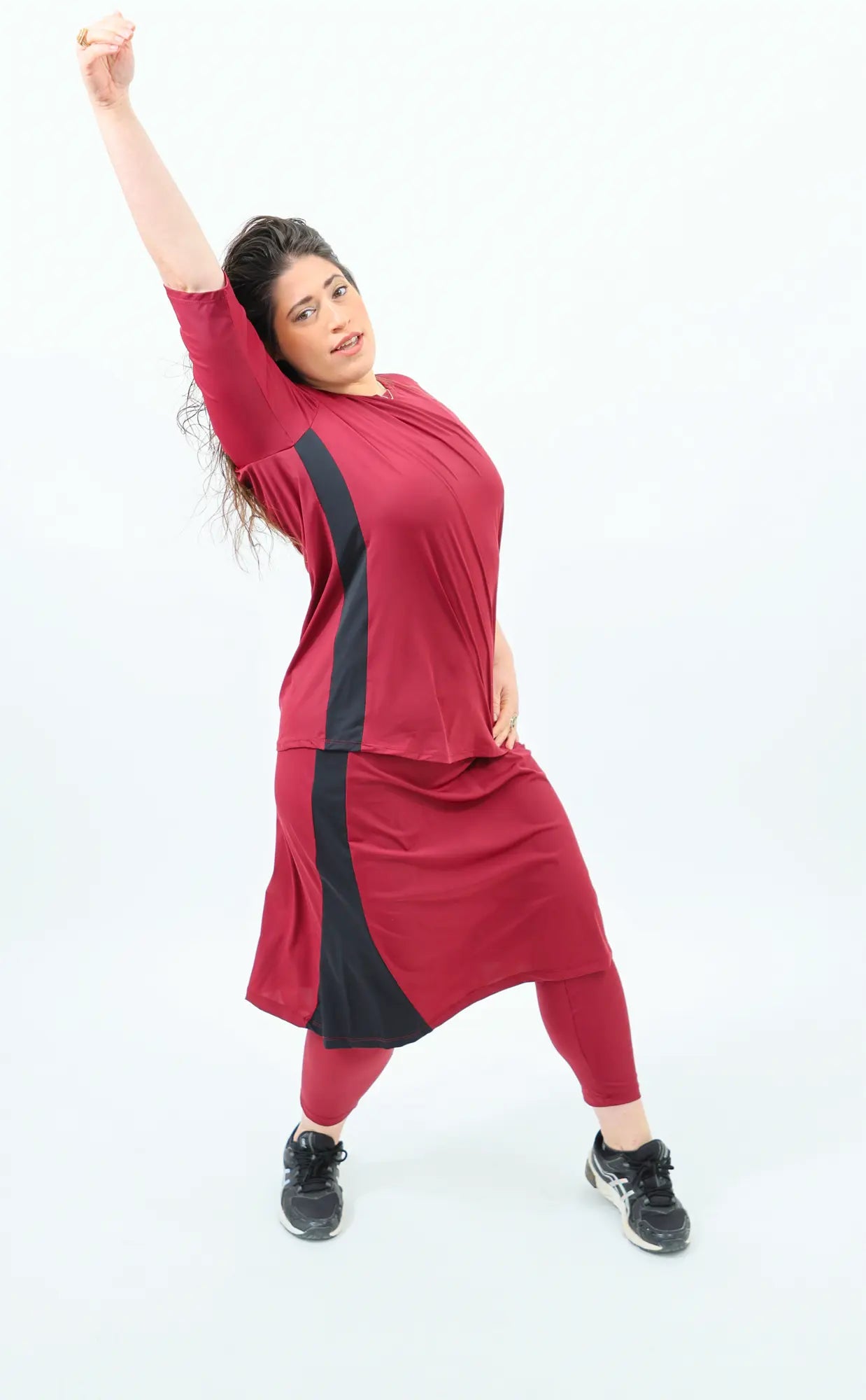 Burgundy Exercise Shirt- Long Torso
