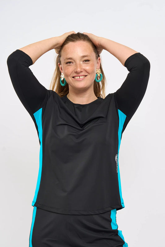 Black Turquoise Exercise Shirt