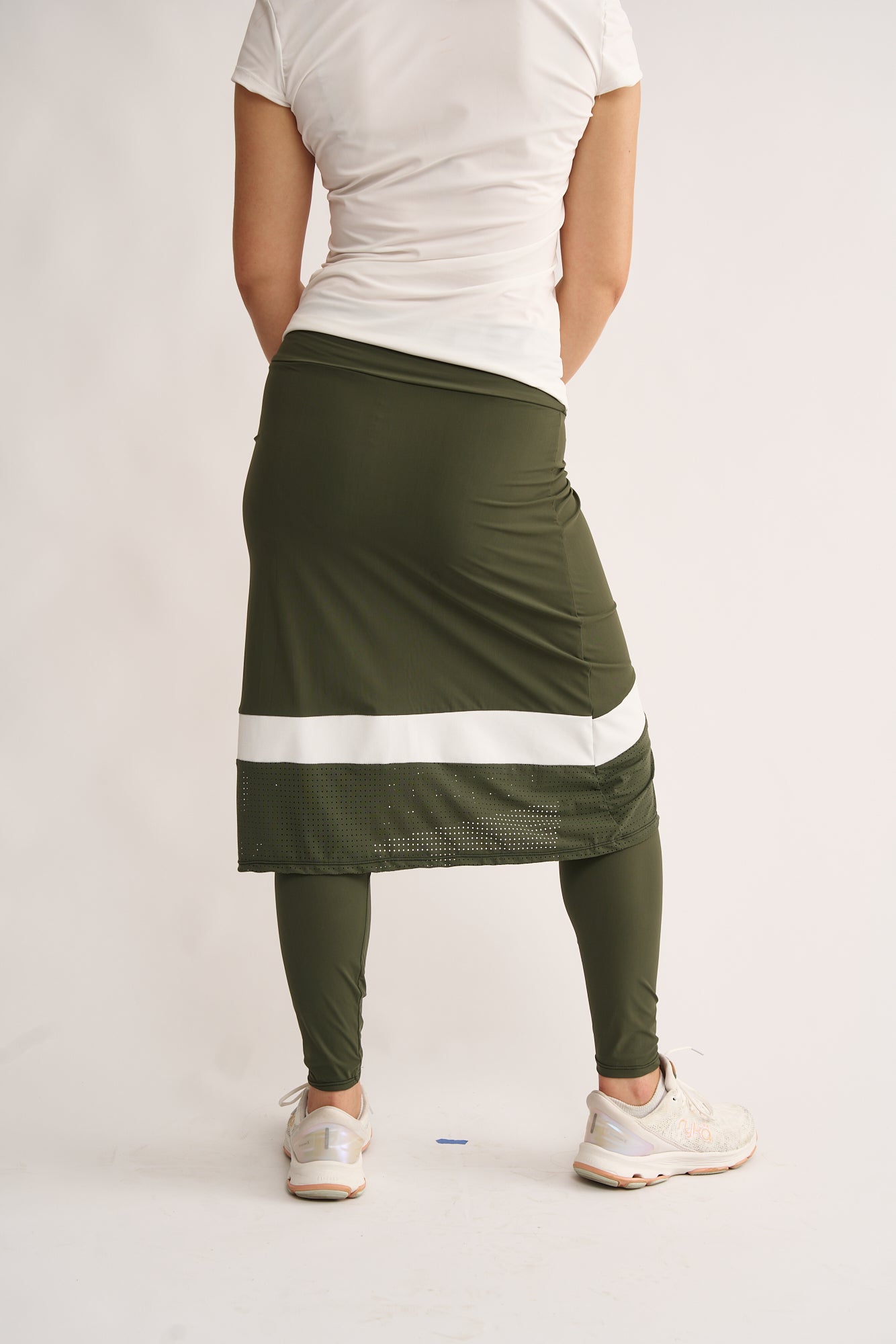 Olive and White Mesh Skirt