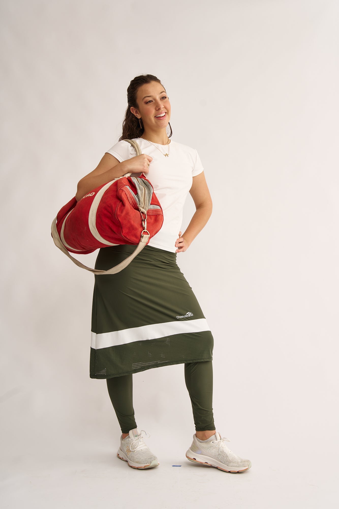 Olive and White Mesh Skirt