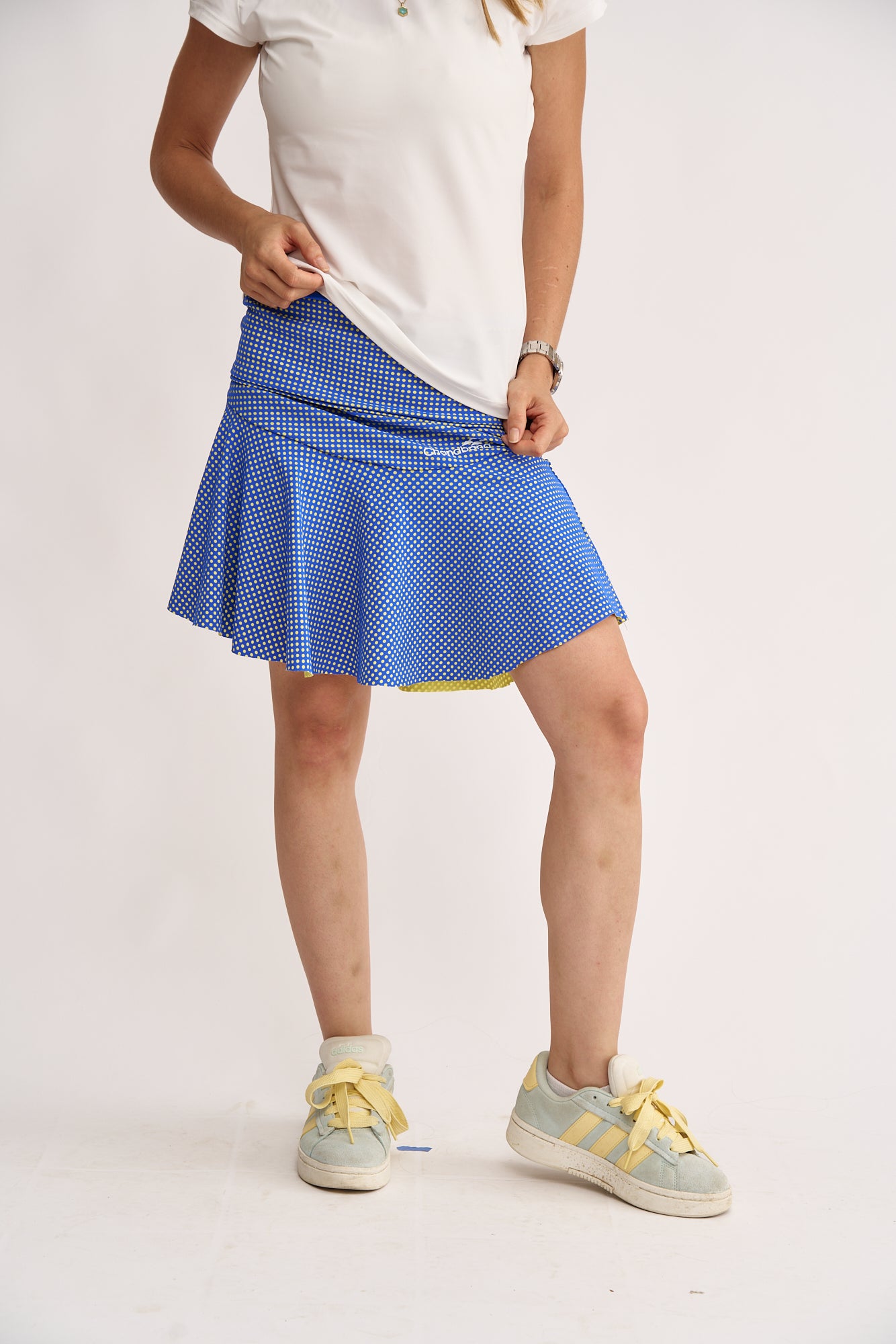 Blue and Yellow Mesh Sara Tennis Skirt