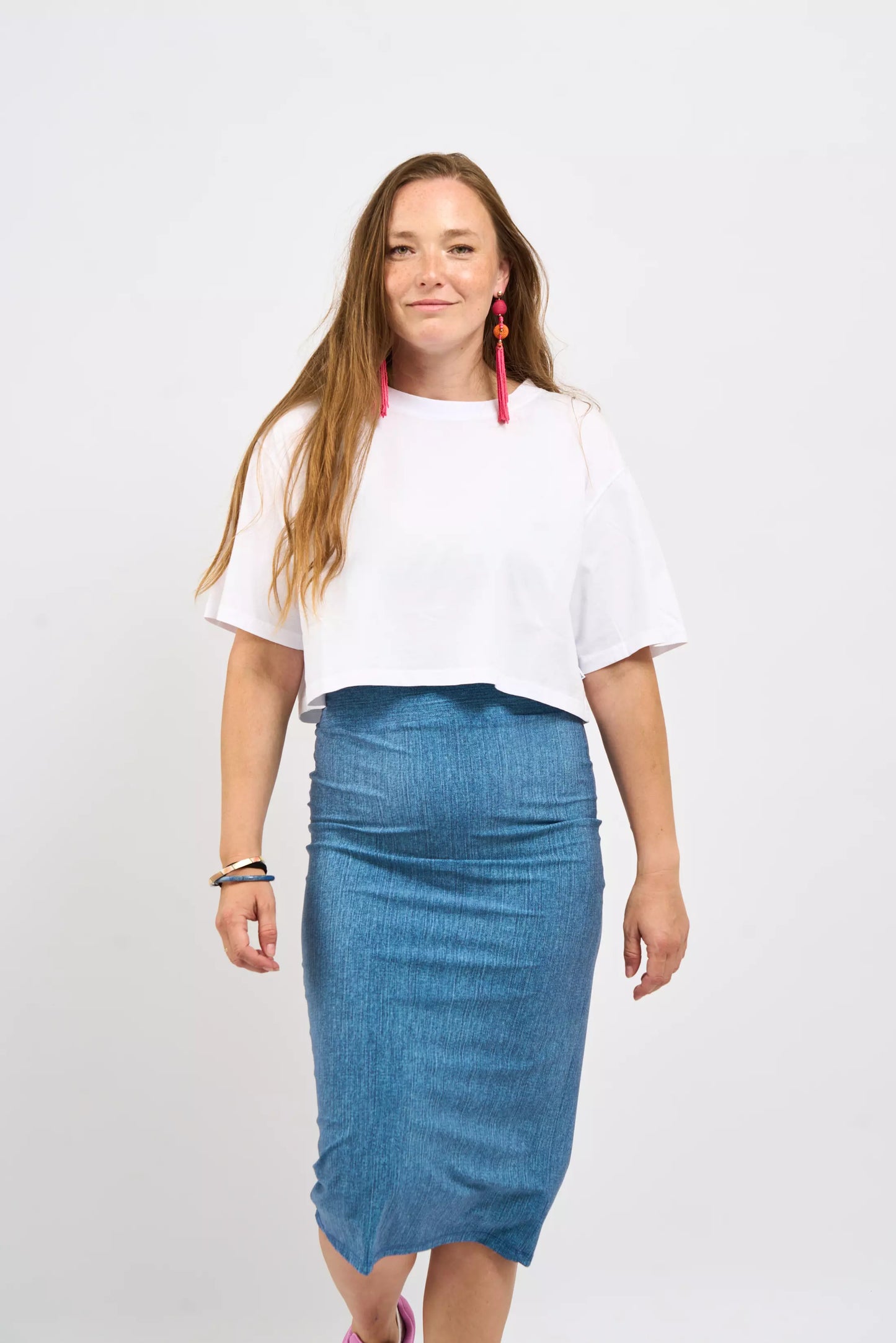 Stretch Denim Pencil Skirt