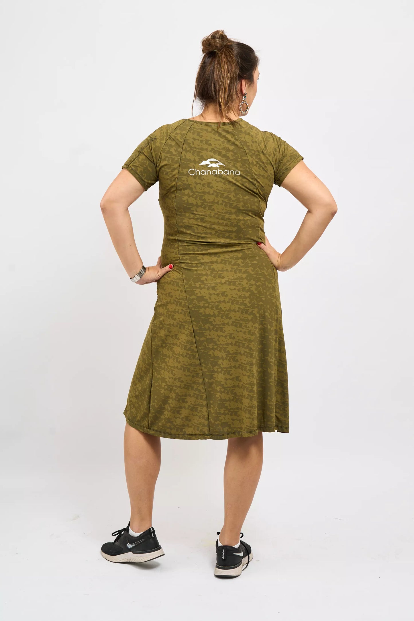 Golden Olive Short Sleeve Running Dress