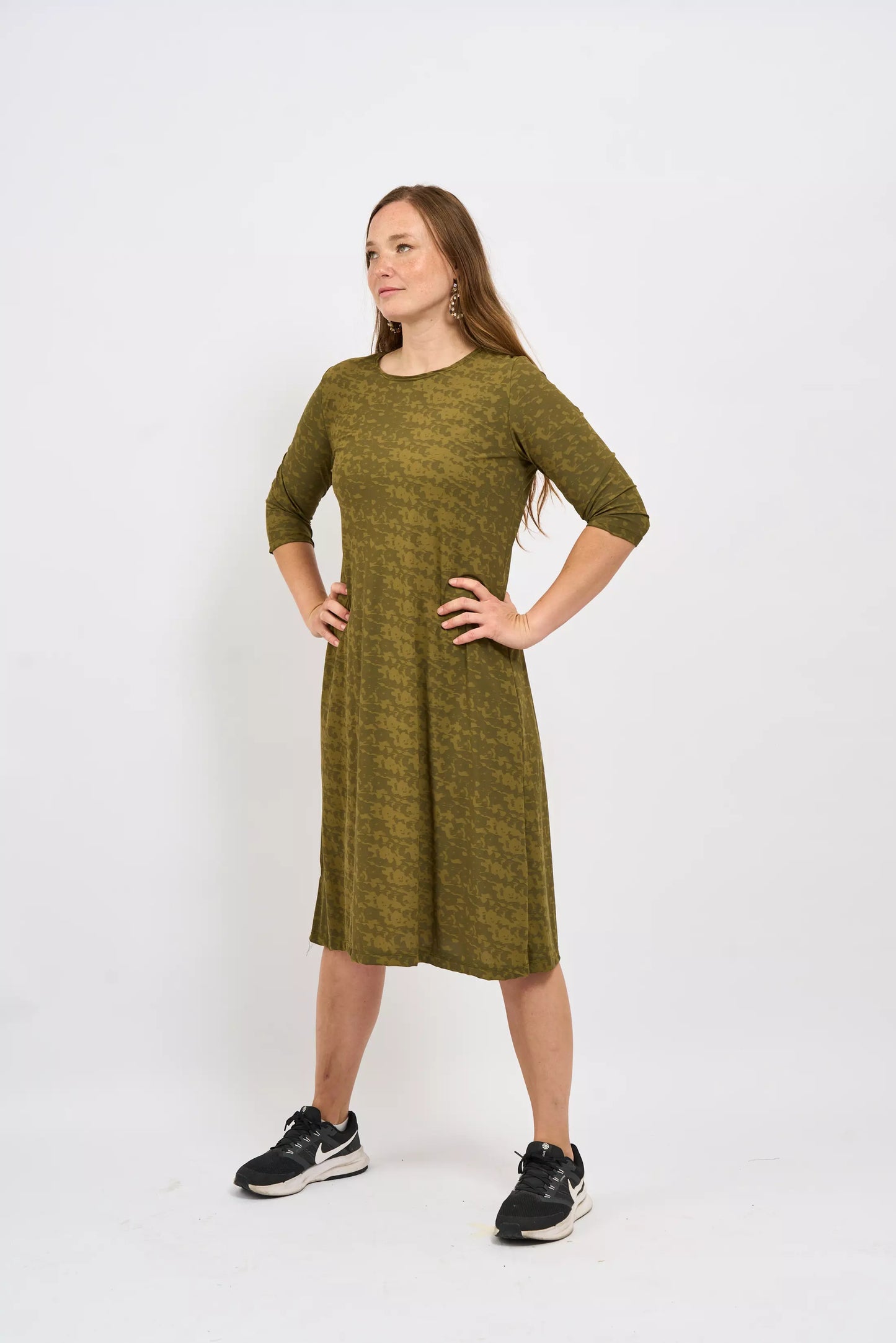 Short Sleeve Golden Olive Lounging Dress