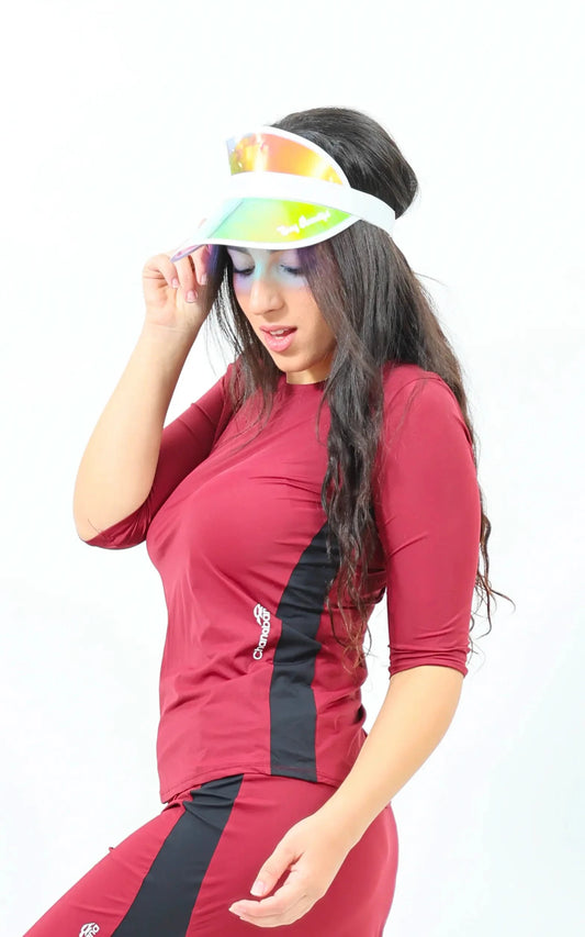 Burgundy Exercise Shirt- Long Torso