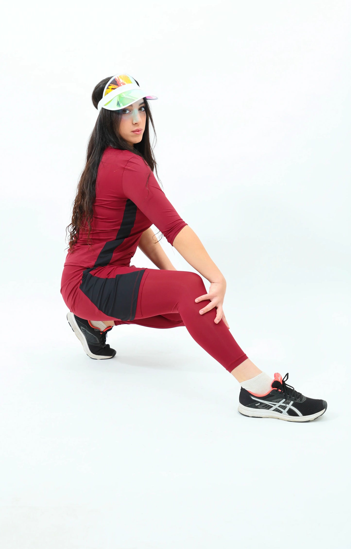 Burgundy Exercise Shirt- Long Torso