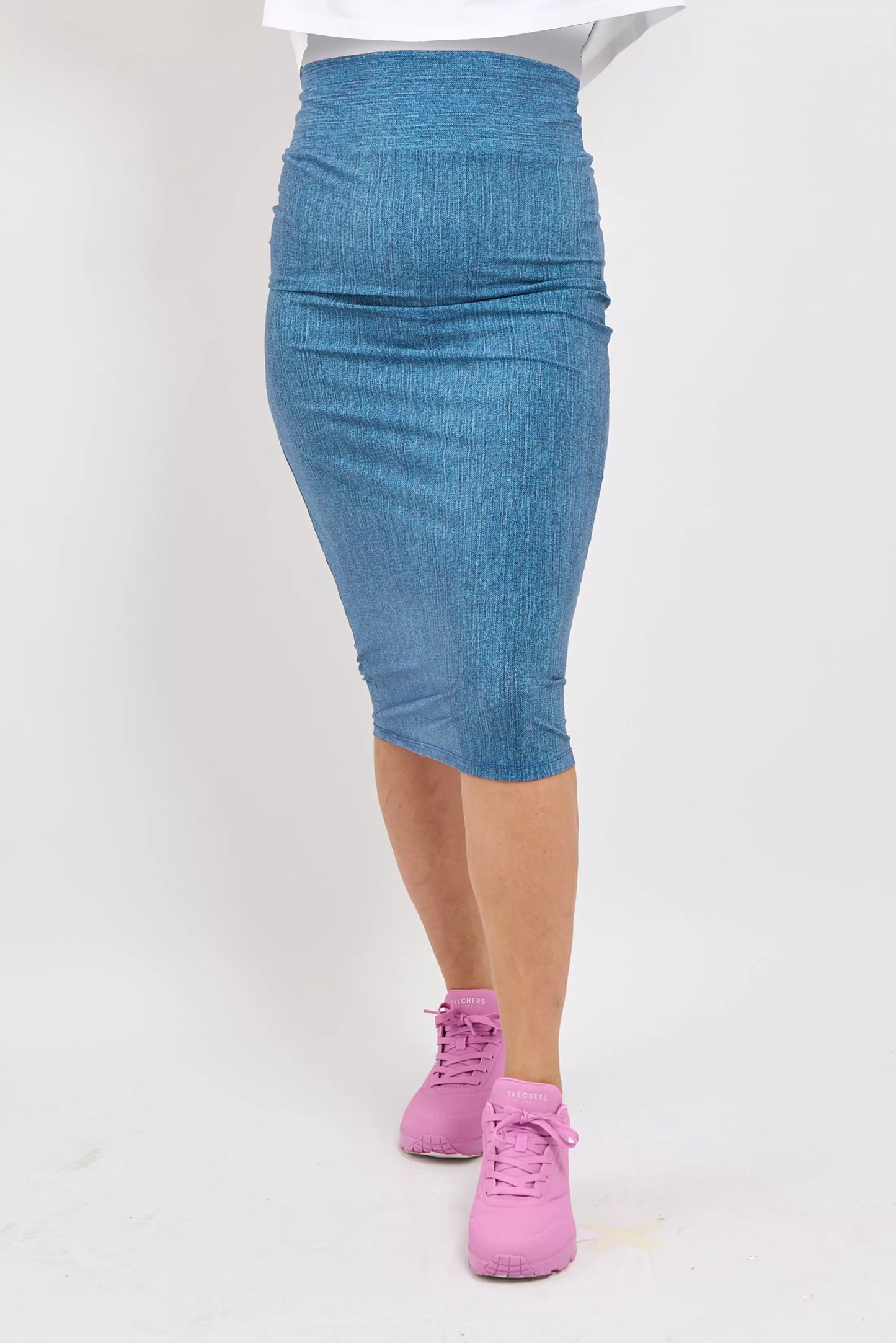 Stretch Denim Pencil Skirt