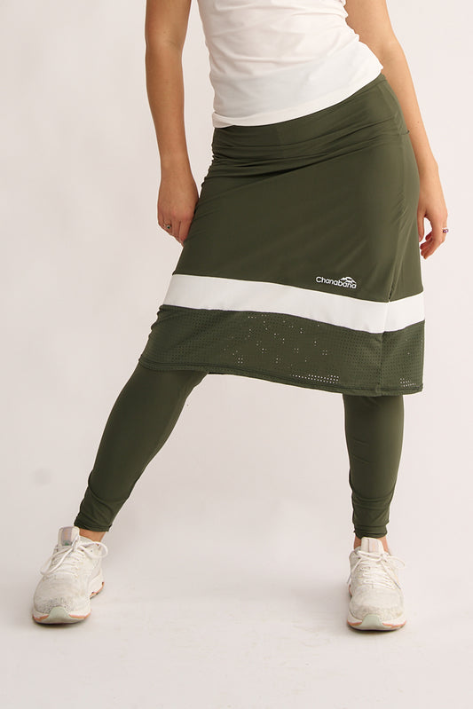 Olive and White Mesh Skirt