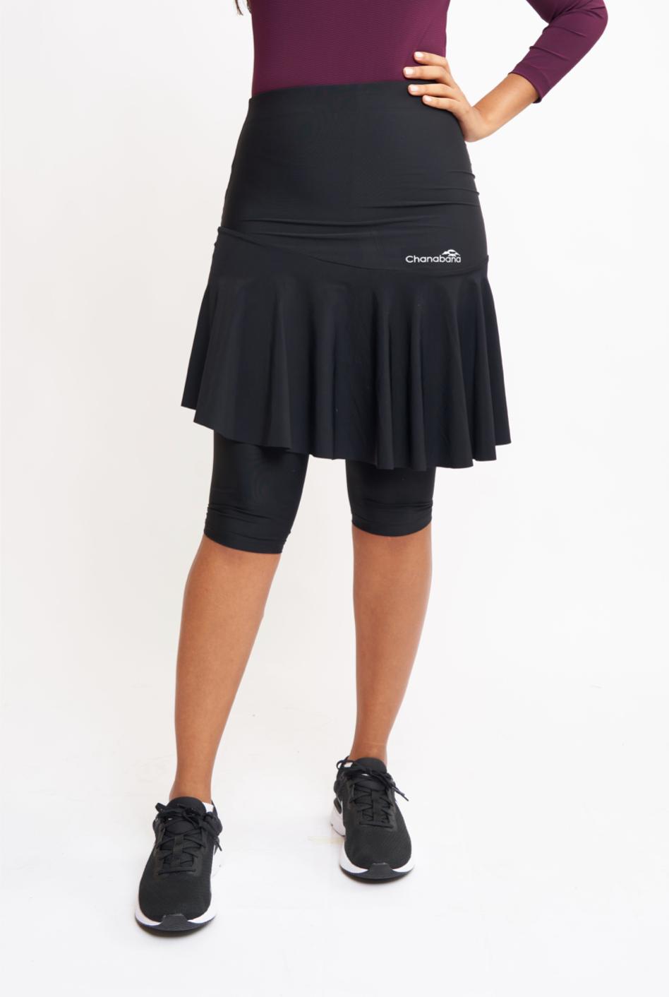 Black Tennis Flair Skirt by Chanabana Modest Activewear