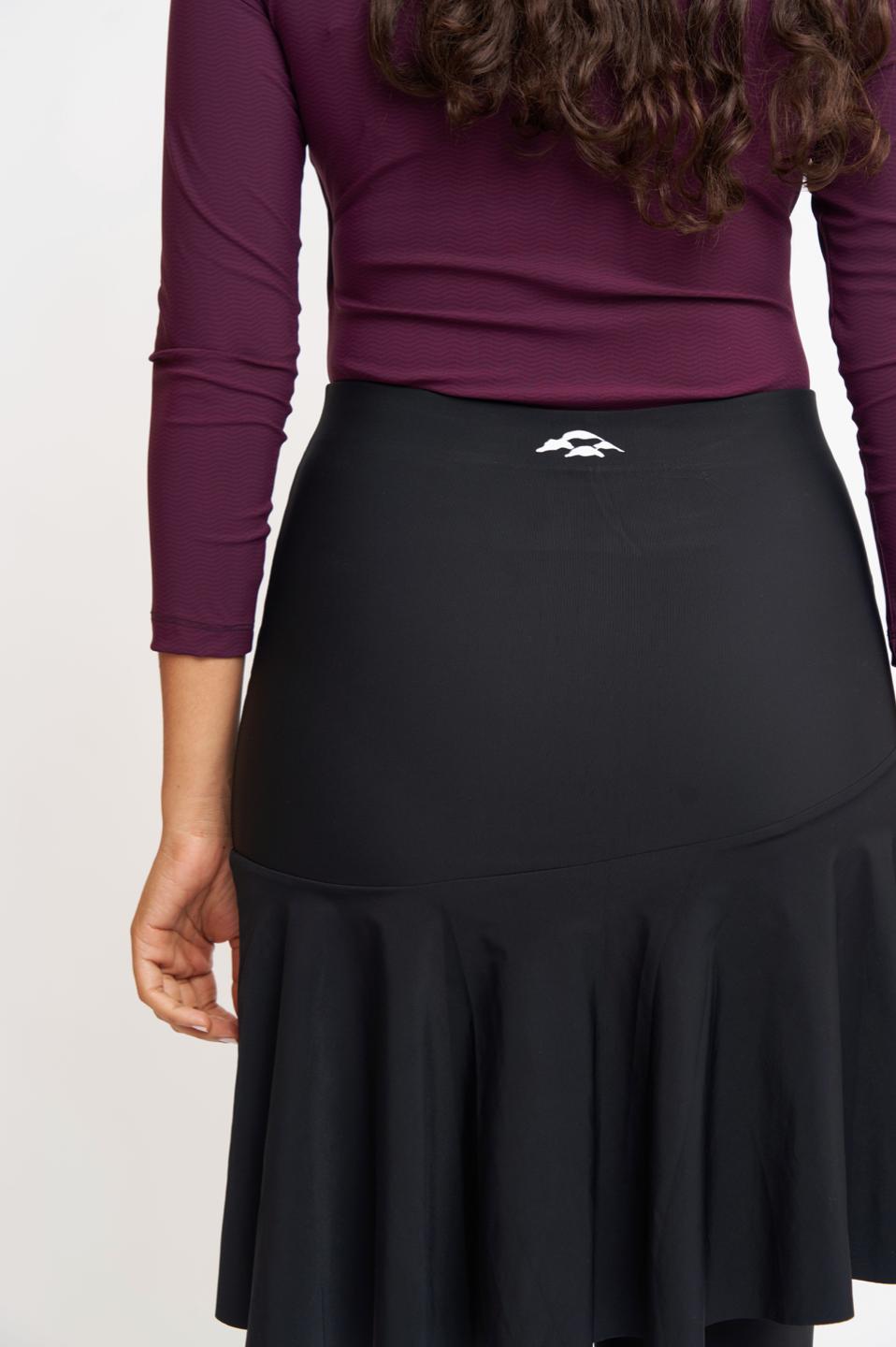 Black Tennis Flair Skirt back by Chanabana Modest Activewear