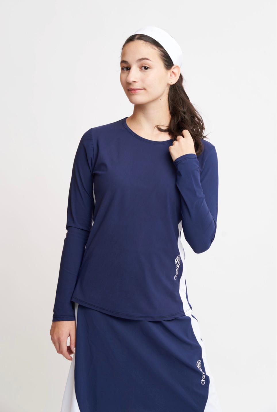 Blue and White Long sleeve top by Chanabana Modest Activewear