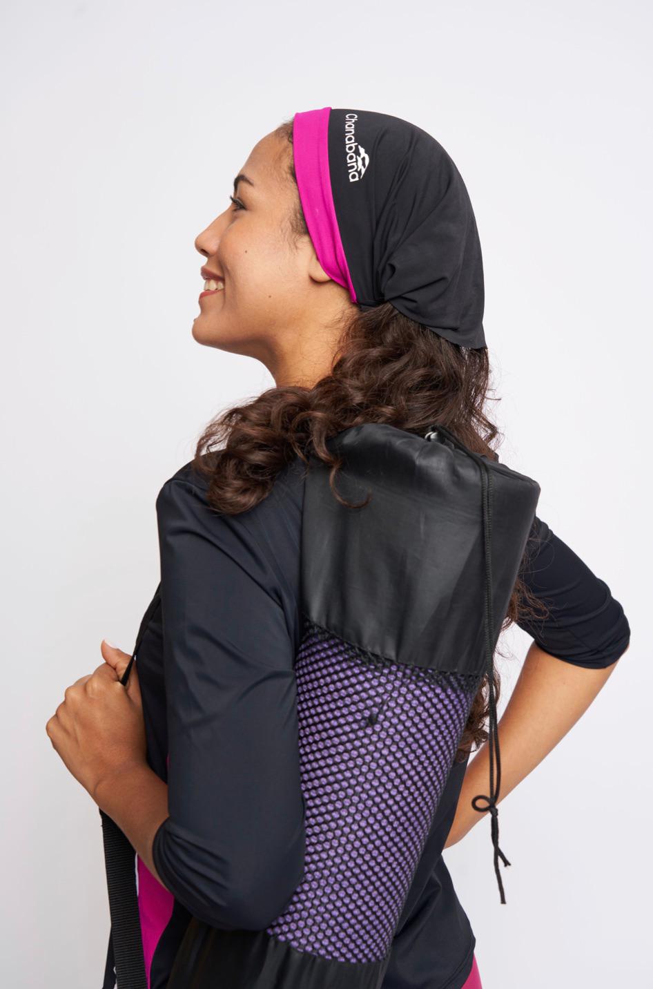 Black and Cherry Headband by Chanabana Modest Activewear