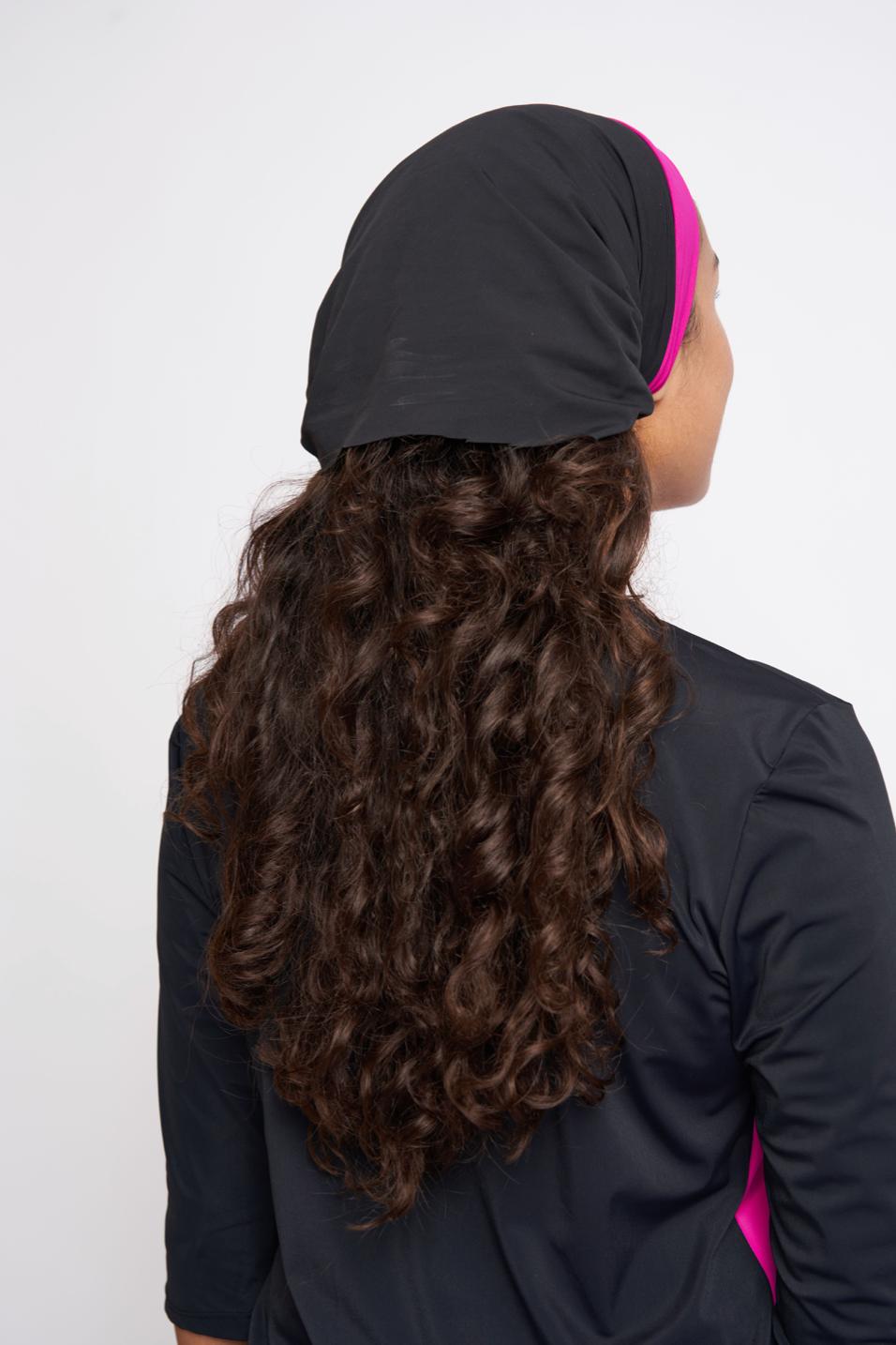 Black and Cherry Headband back by Chanabana Modest Activewear